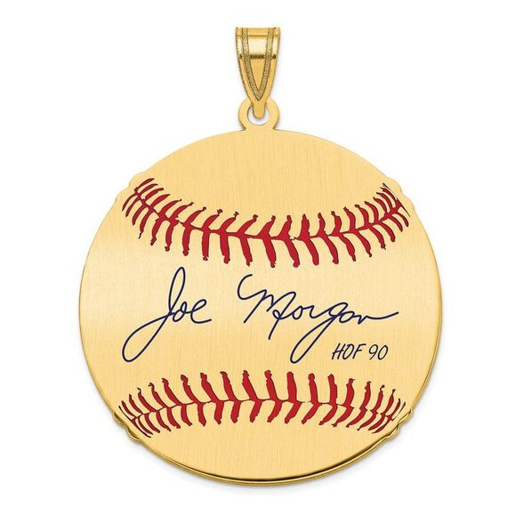 14K Gold Plated Joe Morgan Signature LG Enamel Baseball Pendant